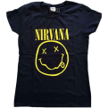 Nirvana Yellow Happy Face Moteriški Marškinėliai