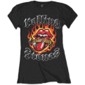 The Rolling Stones Flaming Tattoo Tongue Moteriški Marškinėliai