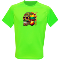 Sporty Neon Tee Lithuania Skull In Flames