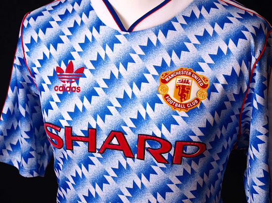 1990-92 sezono adidas Manchester United išvykos marškinėliai 
