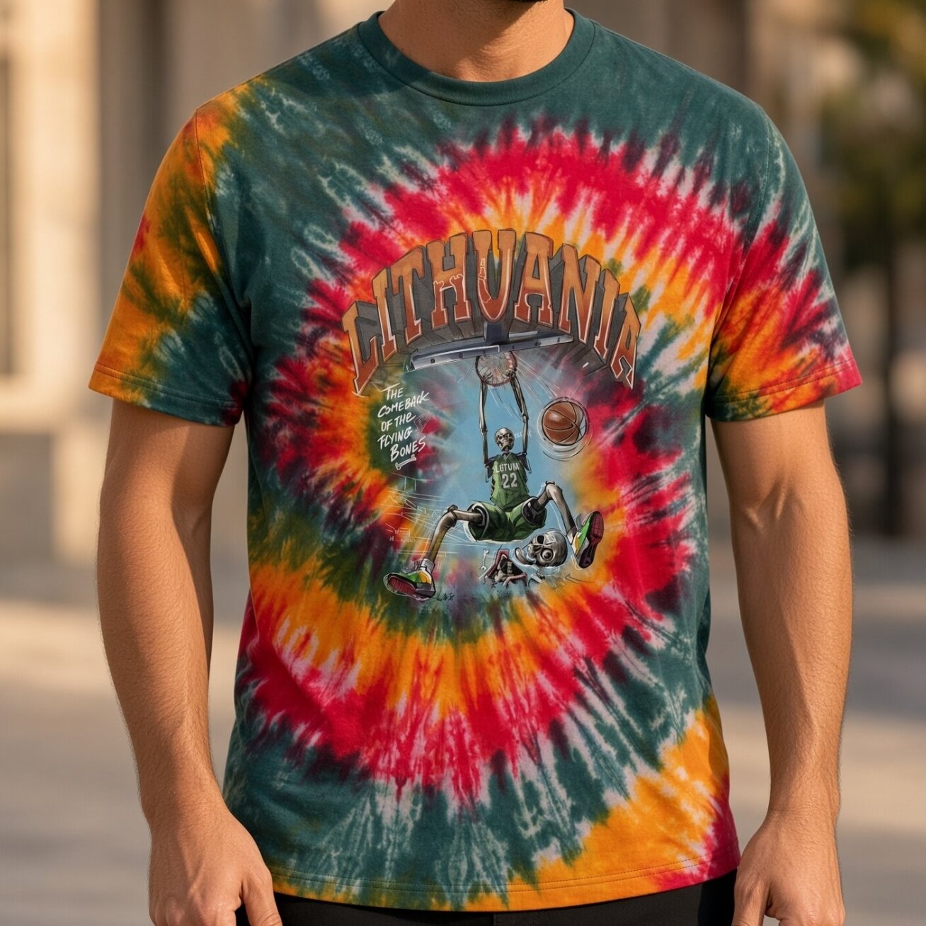 Lietuva Basketball Oficialūs Tie-Dye Marškinėliai 1 Lietuva Basketball Oficialūs Tie-Dye Marškinėliai 1