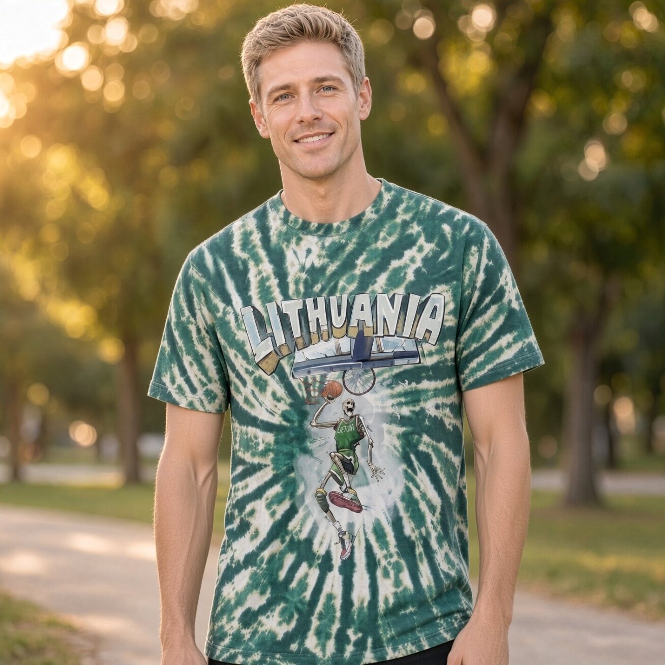 Lithuania Basketball Oficialūs Tie-Dye Marškinėliai 1