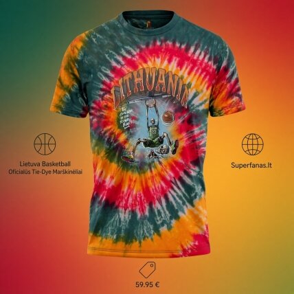 Lietuva Basketball Oficialūs Tie-Dye Marškinėliai 2