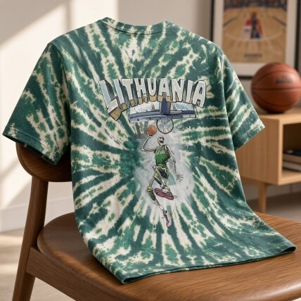 Lithuania Basketball Oficialūs Tie-Dye Marškinėliai 2