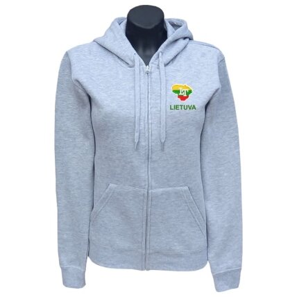 Ladies Hoodie With Zipper Lithuania Contour Ladies Hoodie With Zipper Lithuania Contour