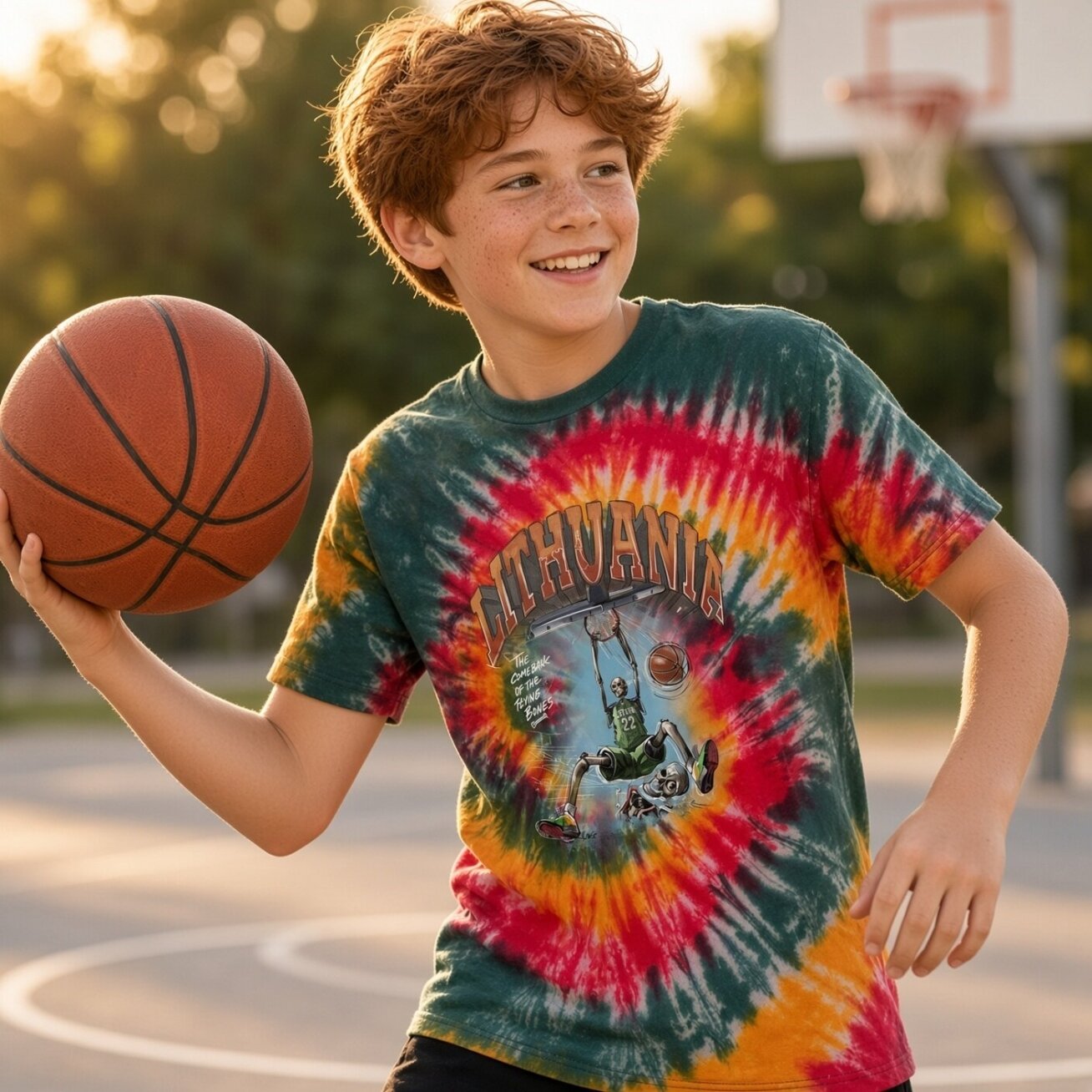Vaikiški Marškinėliai Lietuva Basketball Tie-Dye Oficialūs 1 Vaikiški Marškinėliai Lietuva Basketball Tie-Dye Oficialūs 1