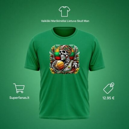 Kid's T-Shirt Lithuania Skull Man (3 colours) 5 Kid's T-Shirt Lithuania Skull Man (3 colours) 5